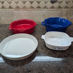 4 cooking serving dishes oven microwave safe