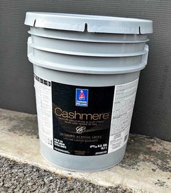 Opened full 5 gallons Cashmere White Interior Paint. Medium Lustre