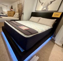 Queen black Bedframe with LED lights