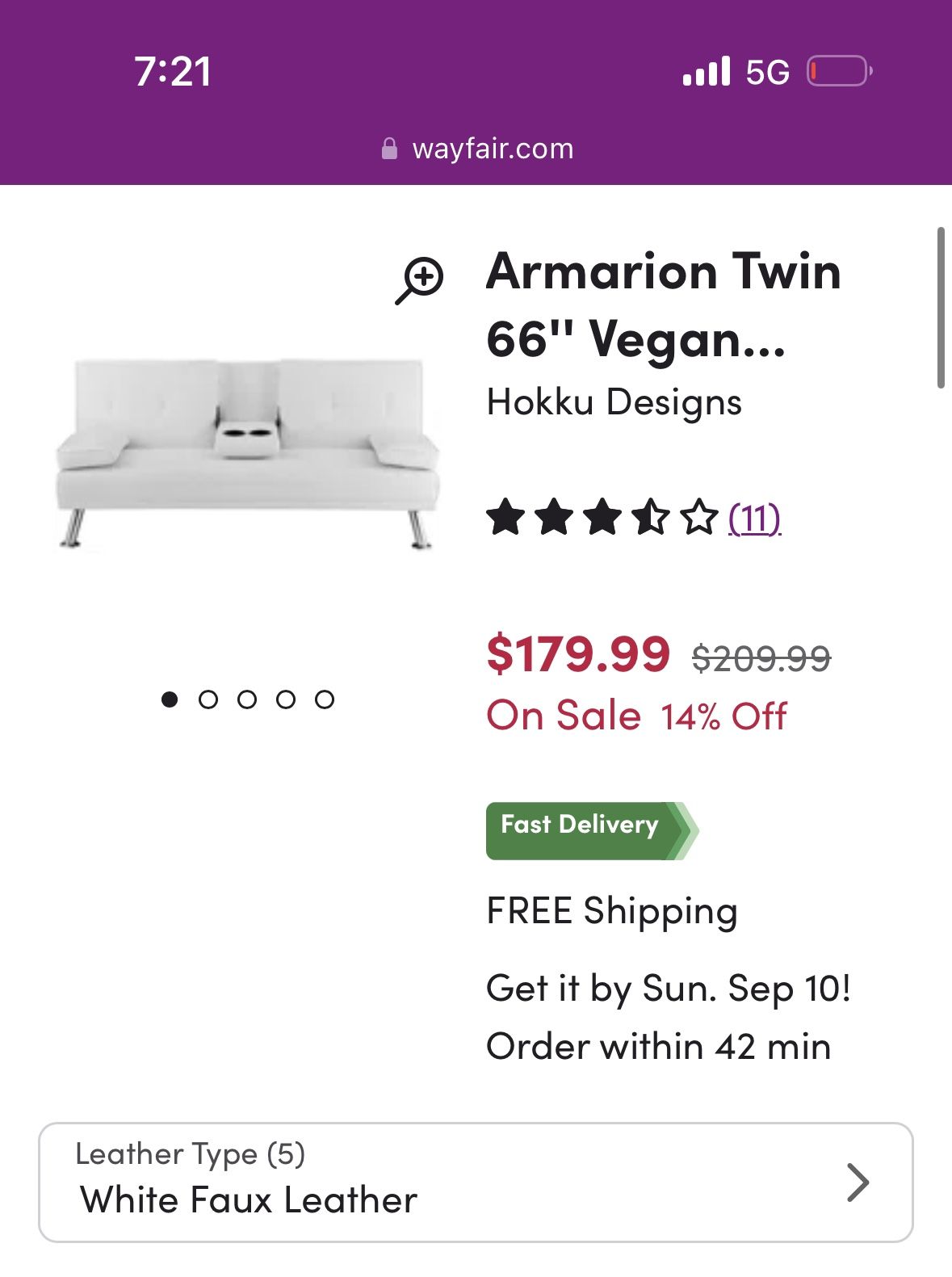 White Faux Leather Futon for Sale in Dallas, TX OfferUp