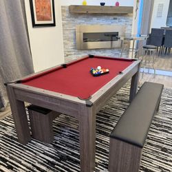 Pool Table With Two Benches