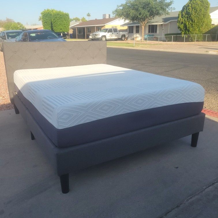 queen bed frame and mattress