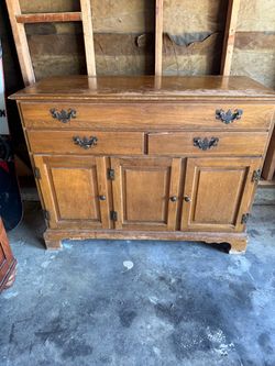 Antique Wood Sideboard Buffet Cabinet