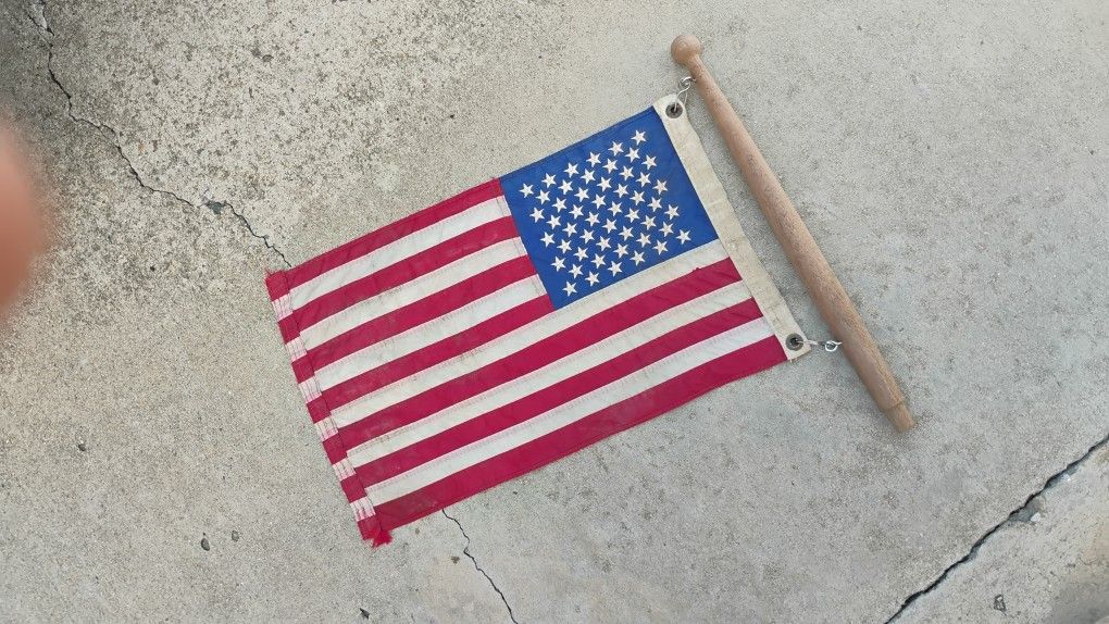 Vintage Boat Flag And Mast