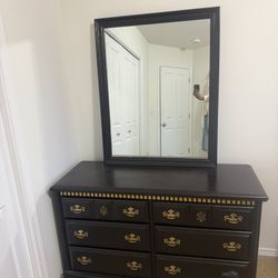 Espresso Brown Dresser With Gold Detailing