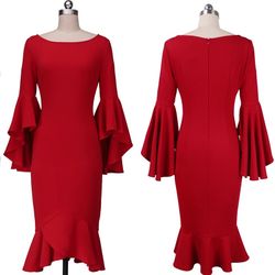 Calypso Mermaid Style Bell Sleeve Dress
