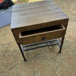 Nice Rustic Large End Table Or Nightstand With Drawer.