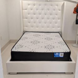 Bed Frame White Full Size New (Mattress Sale For Separated)