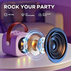 Lilac Mini Karaoke Machine with 2 Wireless Microphones