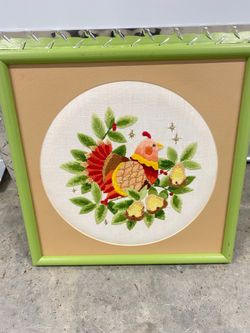 Vintage Crewel Of A Partridge in a Pear Tree