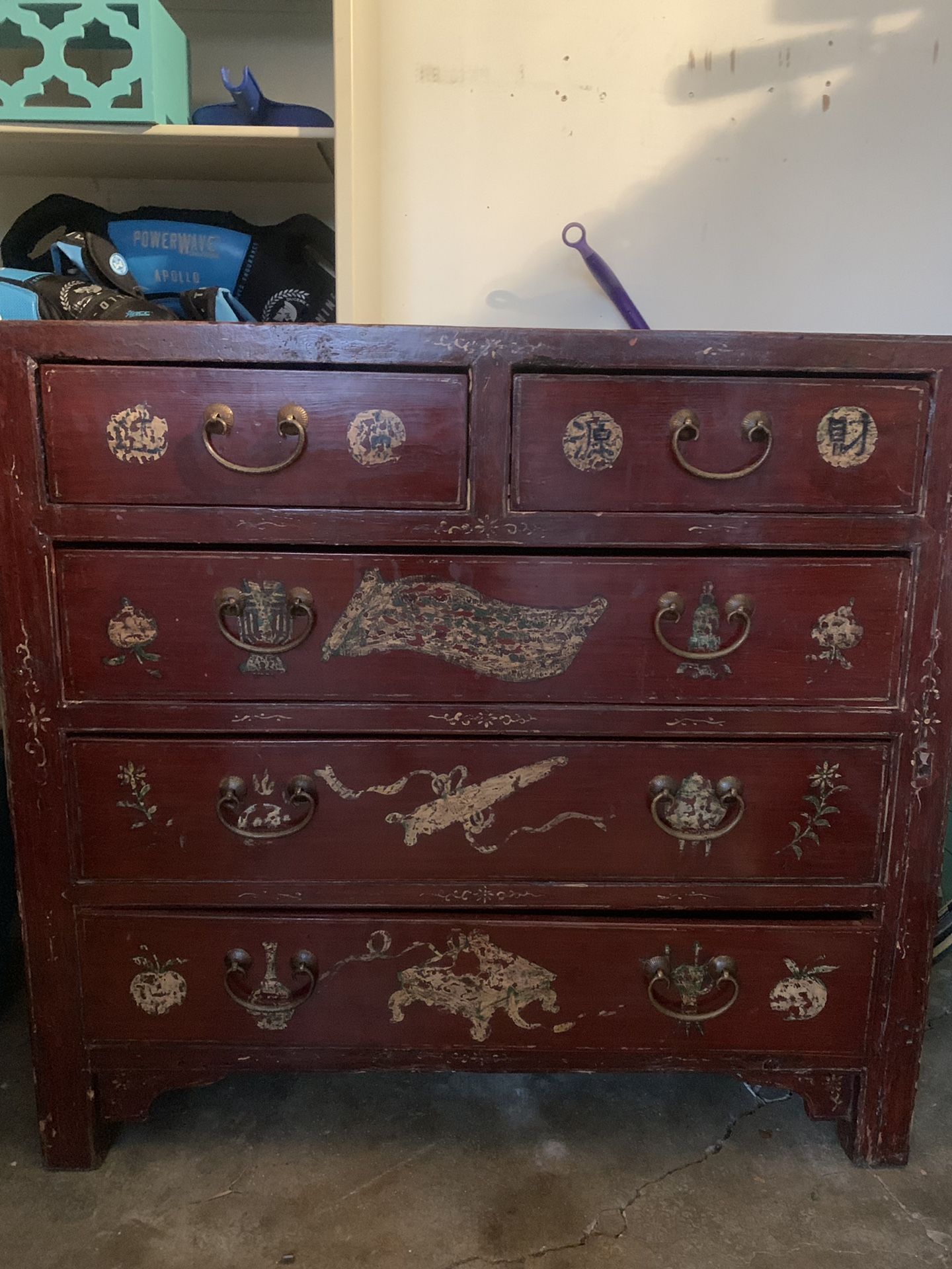 Burgundy Japanese style 5 Drawer Dresser - benaras.co