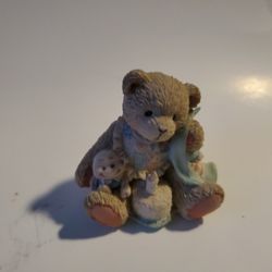 2" Baby Teddy Bear Figurine With Blankie And Cute Doll