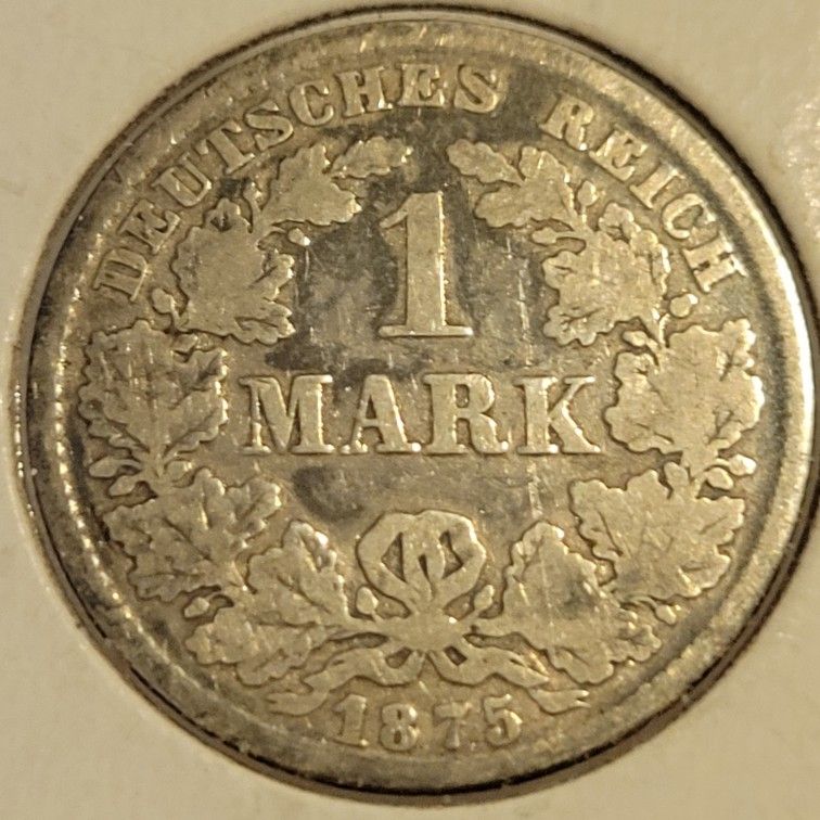 🇩🇪🇩🇪1875 German Reich Empire 1 Mark Silver Coin