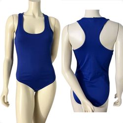 Women's FOREVER 21 Blue Sleeveless Knit Racer Back Bodysuit Top Size M  FOREVER 21