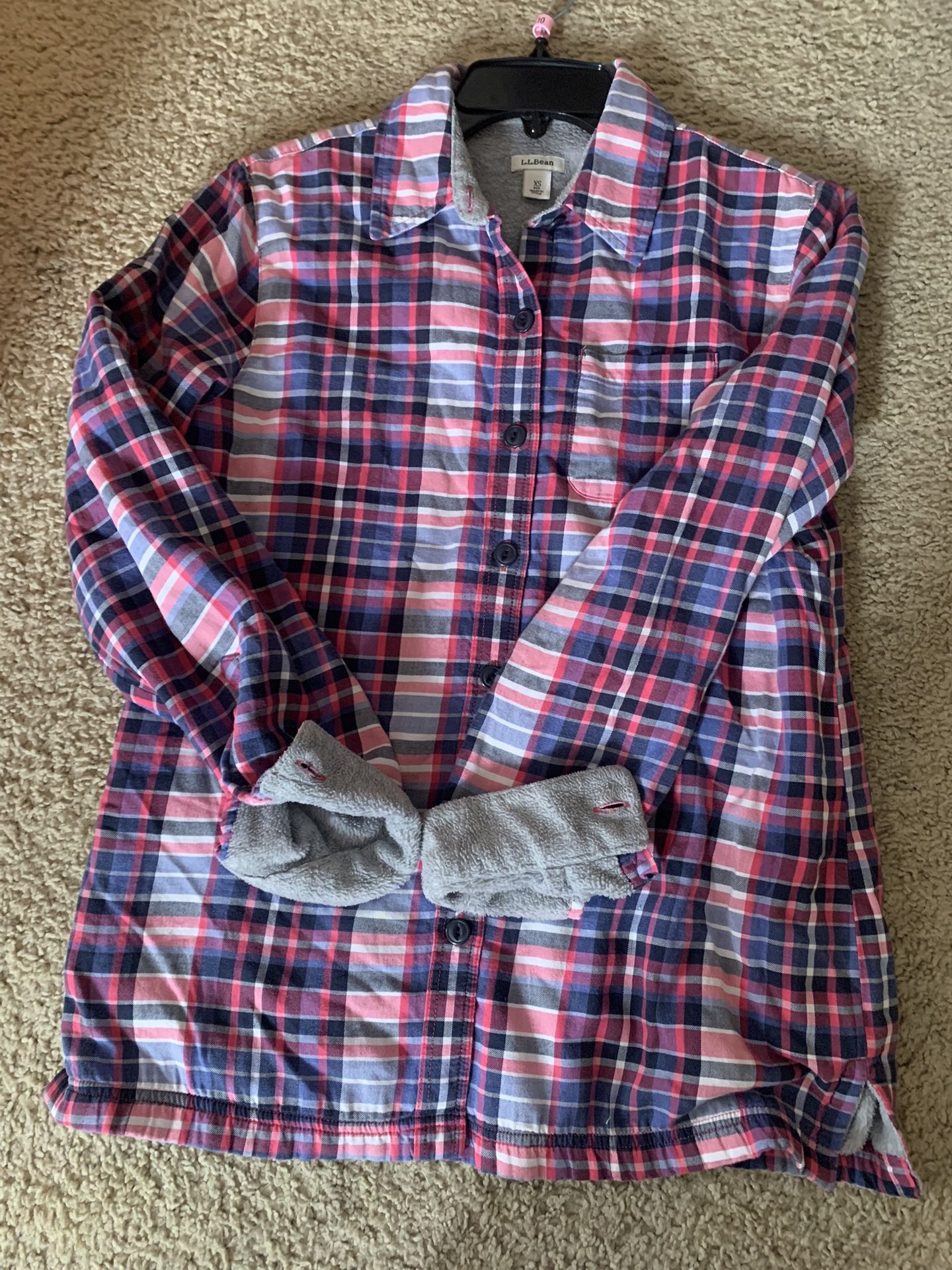 LL Bean Womens Button Down Shirt With Fleece Lining