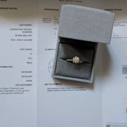 Engagement Ring Pave 18K White Gold Lab diamond 2.38 Carat Round VS2