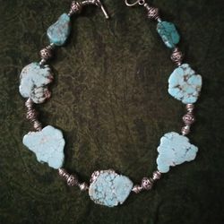 Pearl Turquoise Slab Necklace