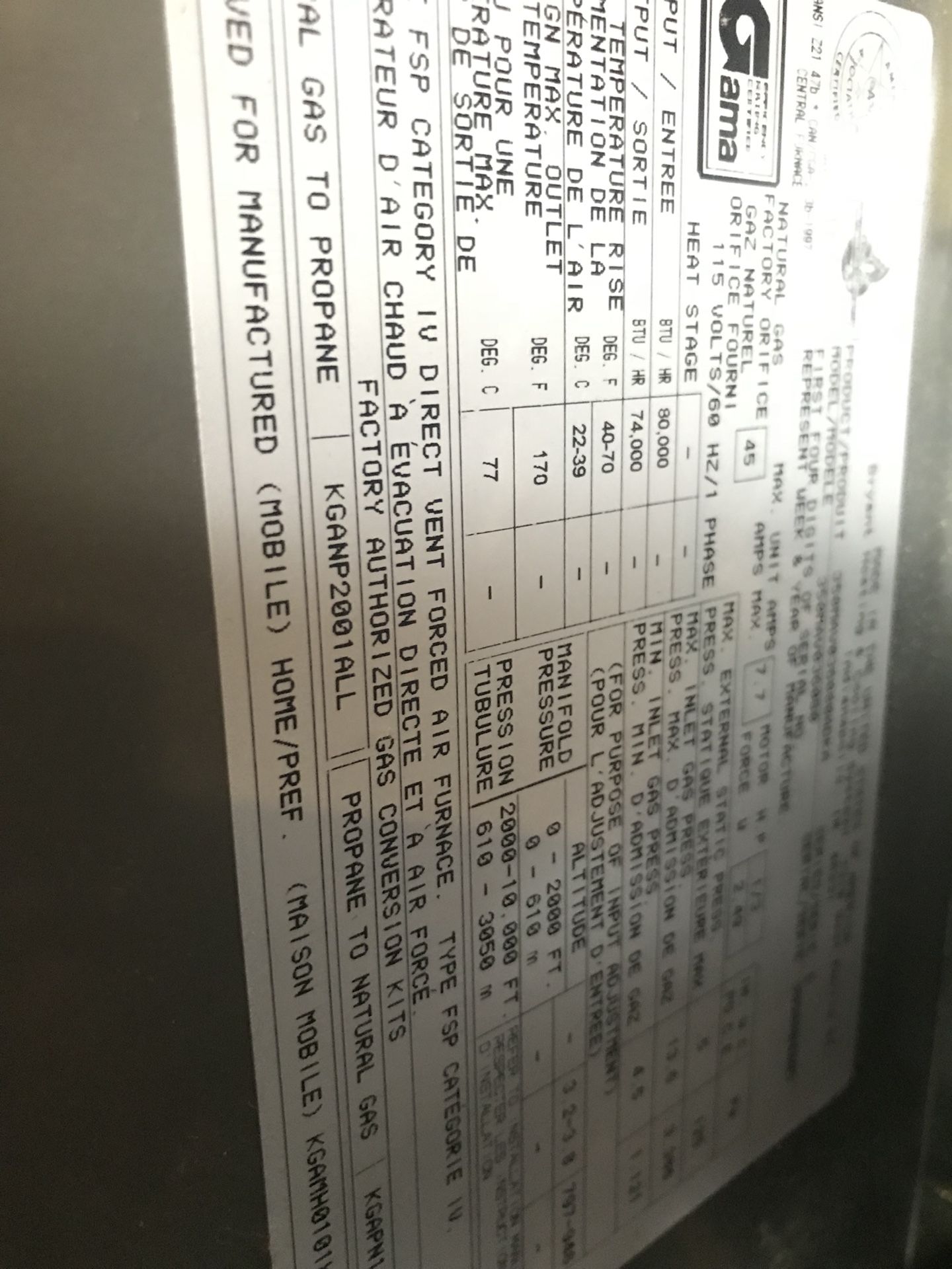 Bryant furnace humidifier and air conditioner coils for Sale in