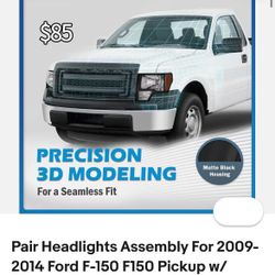 ✌️ Pair Headlights Assembly For 2009-2014 Ford F-150 F150 Pickup w/ Bulbs Black