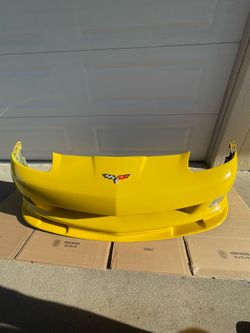 CLEAN C6 Corvette Front Bumper Cover VELOCITY YELLOW w/ LIP + FOG LIGHTS OEM