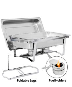 Newest 2 Pack 8QT Food Warmer, Stainless Steel Full Size Chafer Dish for Parties