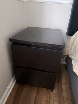 IKEA Malm Nightstand 2-Drawer Black-Brown