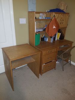 Desk, printer table & 2 book shelves