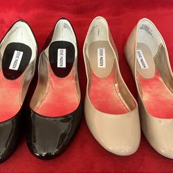 Steve Madden BLACK BEIGE patent LEATHER flats P-Heaven WOMENS SHOES Size 11 ‼️ NEW - NO BOX ‼️