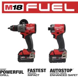 Milwaukee M18 FUEL 18V Lithium-Ion Brushless Cordless Hammer Drill and Impact Driver Combo Kit