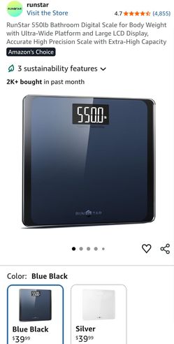 RunStar 550lb Bathroom Digital Scale for Body Weight with Ultra-Wide Platform and Large LCD Display, Accurate High Precision Scale with Extra-High Cap