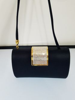 VINTAGE NEVY BLUE SOLDERBAG WITH RHINESTONE CLOSER 