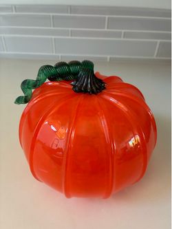 Glass Pumpkin with hole in bottom for candle or 3D tea light