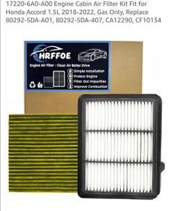 HRFFOE Engine Cabin Air Filter Kit Honda Accord 1.5L 2018-2022