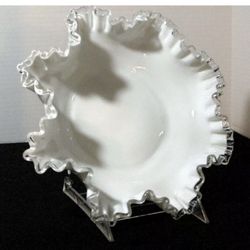 Fenton Milk Glass Silver Vintage 