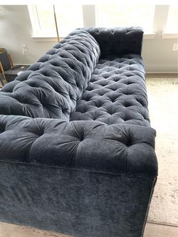Blue Tufted Sofa 101"
