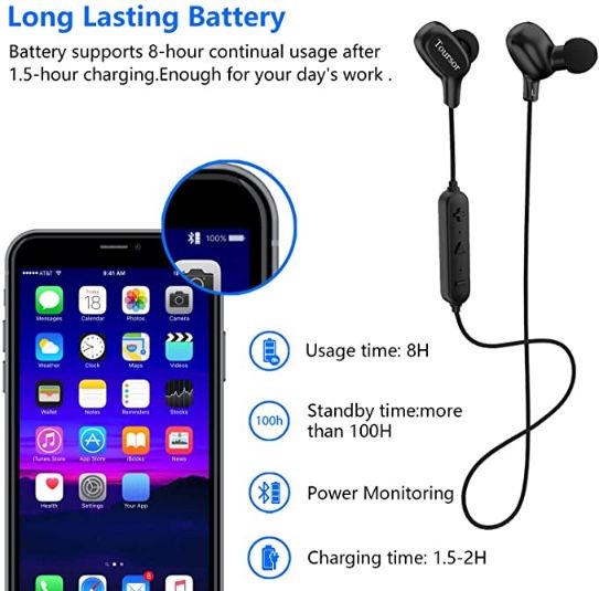 Bluetooth Headphones, Naporon IPX6 Magnetic Wireless Earbuds Sweatproof for Sports in-Ear Earphones, Lightweight and Fast Pairing (CVC6.0, HD Calling,