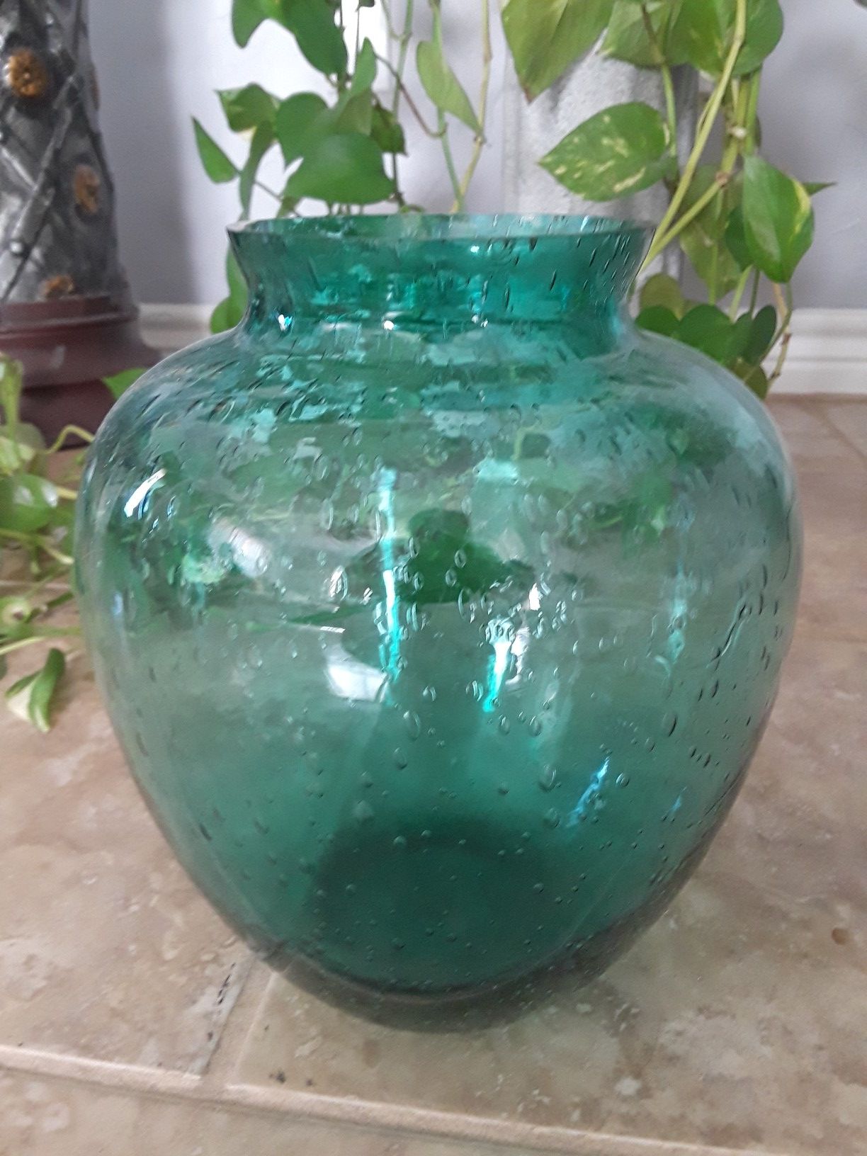 Green glass vase