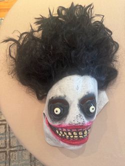 Creepy Clown Halloween Latex Mask with Hair