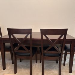 4 person wood dining table set