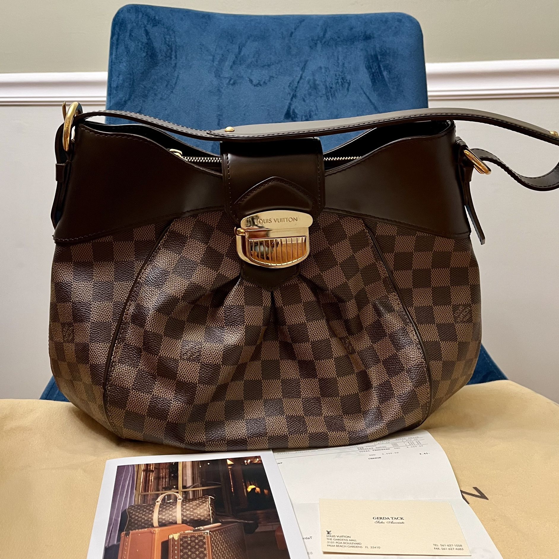 💎New💎 Louis Vuitton Damier Ebene Sistina MM Shoulder Bag