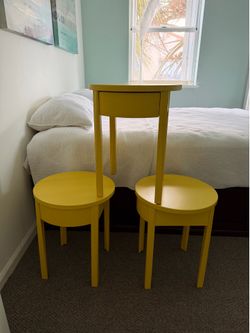 3 x yellow nightstands