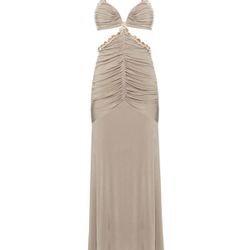 DUNE JERSEY CUT OUT DRESS - BEIGE