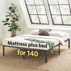 Brand New Queen, Bedframe Plus Mattress For 140