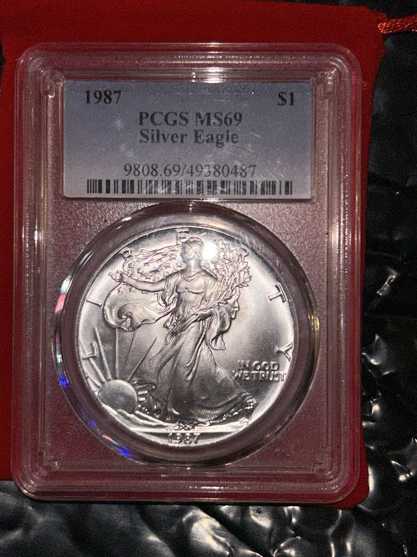 1987 $1 American Silver Eagle MS69 PCGS