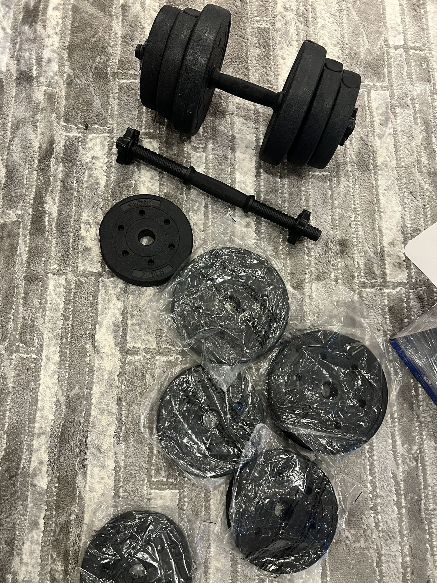 Adjustable Dumbbell Weights Exercise & Fitness Equipment w/ 3 Spinlock Collars & 2 Connector Options for Women & Men Gym Home Strength Bodybuilding Tr