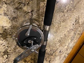Rod and Reel combo deep sea trolling set up.