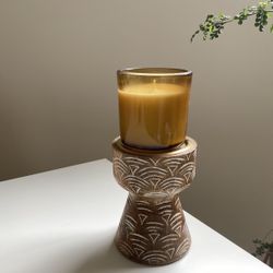 Decorative Wooden Candle & Plant Stand
