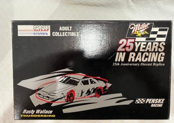 1996 Rusty Wallace #2 Miller 25 Years of Racing Silver Ford Thunderbird 1/24