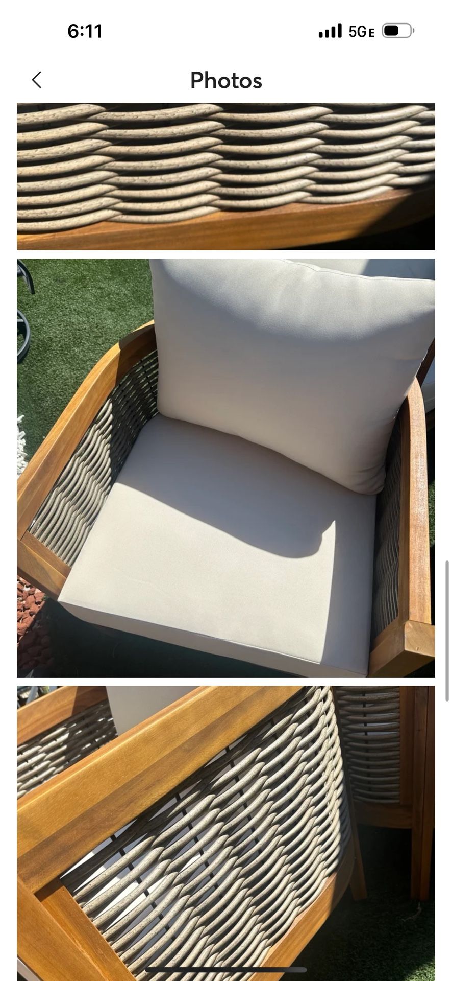 Set Of 2 Acacia Wood Chairs With Cushions