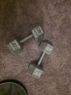 40 lb cast iron hex dumbbells (set)